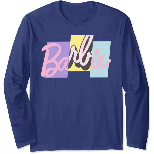 Barbie Mixed Pastel Logo Long Sleeve TShirtNavy Blue