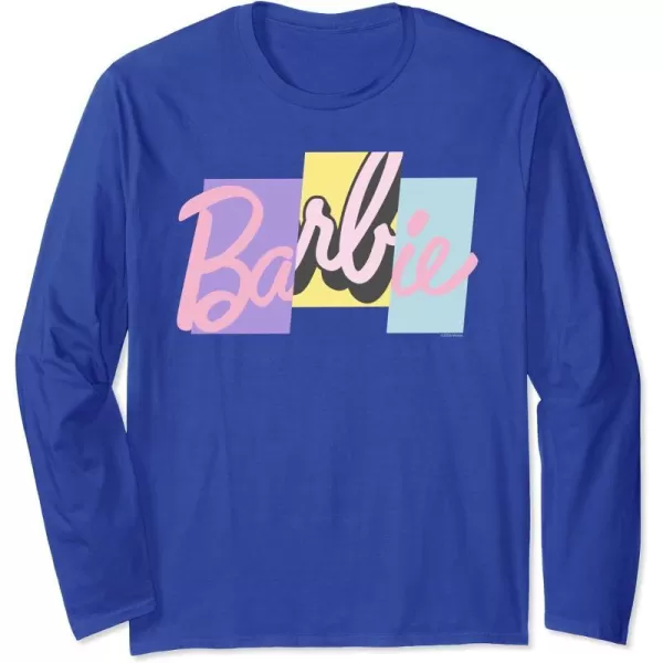 Barbie Mixed Pastel Logo Long Sleeve TShirtRoyal Blue