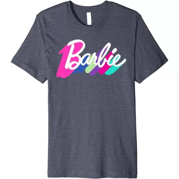 Barbie Multicolor Logo Premium TShirtHeather Blue