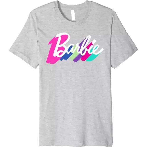 Barbie Multicolor Logo Premium TShirtHeather Grey