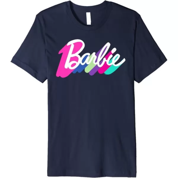 Barbie Multicolor Logo Premium TShirtNavy Blue