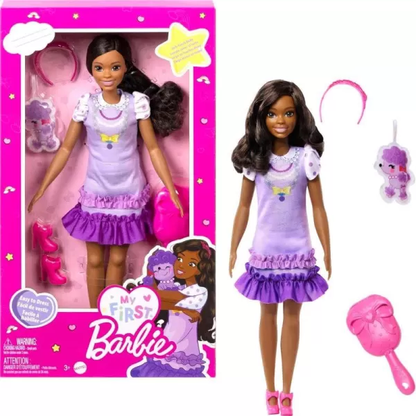 Barbie My First Barbie Preschool Doll Renee with 135inch Soft Posable Body amp Black HairPlush Squirrel amp AccessoriesPoodle