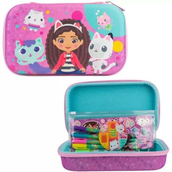 Barbie Pencil Case Set with Stickers and Gel Pens for Kids Molded with Zip Closure PinkGabby Dollhouse