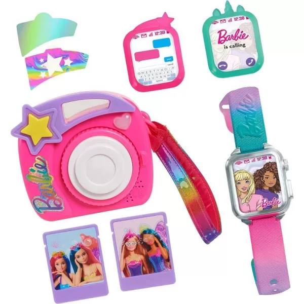 Barbie Photo Filter Play Camera and Play Smart Watch Set with Lights and Sounds Kids Toys for Ages 3 Up by Just PlayBarbie Photo Filter Play Camera and Play Smart Watch Set with Lights and Sounds Kids Toys for Ages 3 Up by Just Play