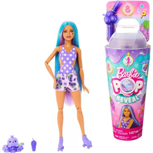 Barbie Pop Reveal Doll amp Accessories Fruit Punch Scent with Blue Hair 8 Surprises Include Slime Color Change amp PuppyGrape