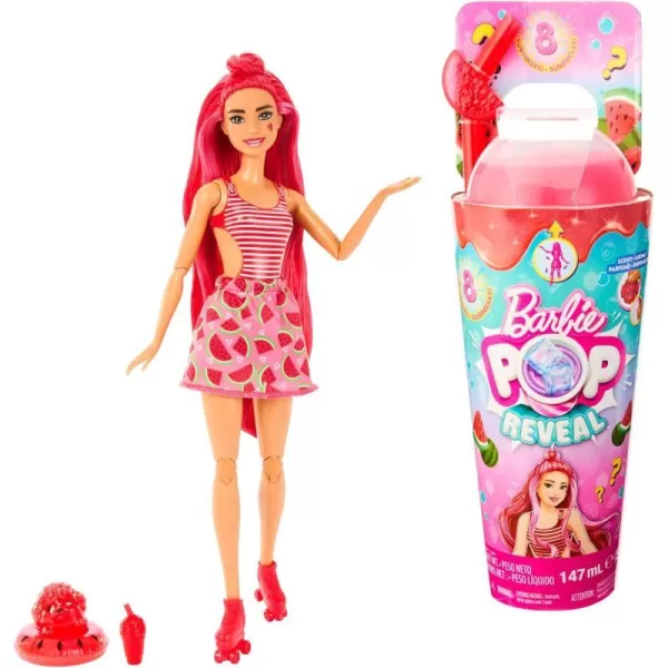 Barbie Pop Reveal Doll amp Accessories Fruit Punch Scent with Blue Hair 8 Surprises Include Slime Color Change amp PuppyWatermelon