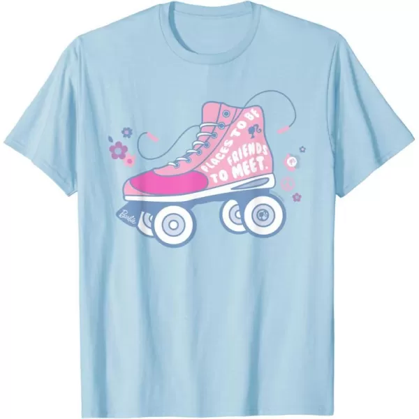 Barbie Roller Skate  Places to Be Friends to Meet TShirtBaby Blue