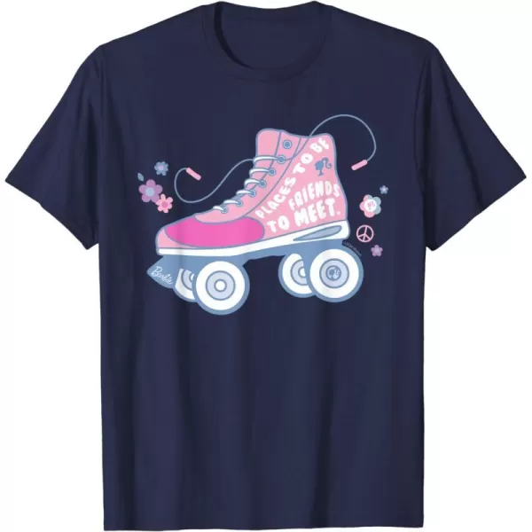 Barbie Roller Skate  Places to Be Friends to Meet TShirtNavy Blue