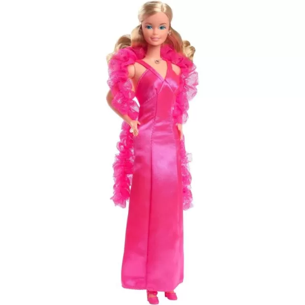 Barbie Signature 1977 Superstar Barbie Classic Doll Reproduction Blonde with Twisting Waist amp Legs Pink Dress amp Boa Gift for CollectorsBarbie Signature 1977 Superstar Barbie Classic Doll Reproduction Blonde with Twisting Waist amp Legs Pink Dress amp Boa Gift for Collectors