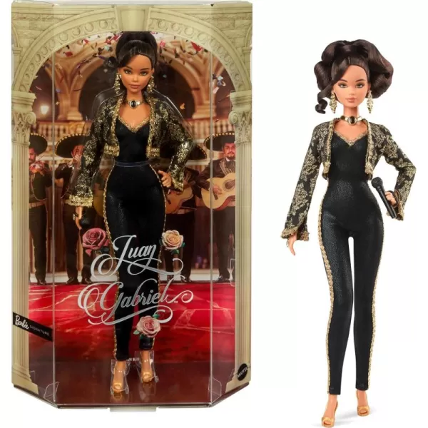 Barbie Signature Doll Juan Gabriel Collectible in Chic Black and Gold Suit with Cropped Jacket and Golden Accessories