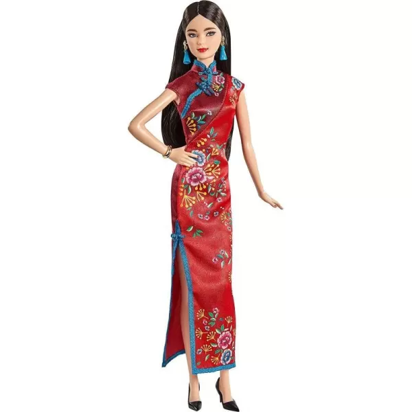 Barbie Signature Lunar New Year Doll 12inch Brunette Wearing Red Satin Cheongsam Dress with Accessories Collectible Gift for Kids amp CollectorsBarbie Signature Lunar New Year Doll 12inch Brunette Wearing Red Satin Cheongsam Dress with Accessories Collectible Gift for Kids amp Collectors