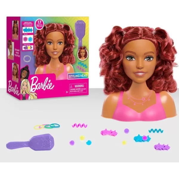 Barbie Small Styling Head Blonde Hair 17pieces Pretend Play Kids Toys for Ages 3 Up by Just PlayStyling Head Brown Hair