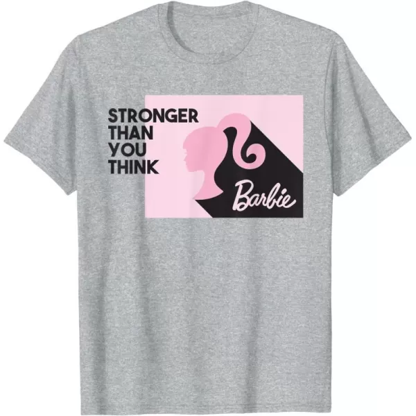 Barbie Stronger Than You Think Silhouette TShirtHeather Grey