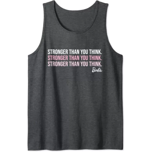 Barbie Stronger Than You Think Tank TopDark Heather Grey