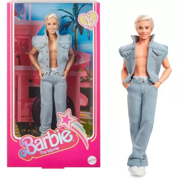 Barbie The Movie Collectible Ken Doll Wearing AllDenim Matching Set with Original Ken Signature UnderwearBarbie The Movie Collectible Ken Doll Wearing AllDenim Matching Set with Original Ken Signature Underwear