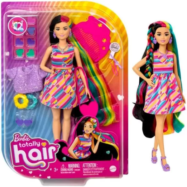 Barbie Totally Hair Doll StarThemed with 85Inch Fantasy Hair amp 15 Styling Accessories 8 with ColorChange FeatureHeart