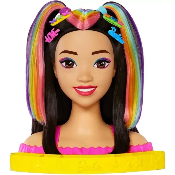 Barbie Totally Hair Styling Doll Head amp 20 Accessories Color Reveal amp ColorChange Pieces Straight Blonde Neon Rainbow HairBlack