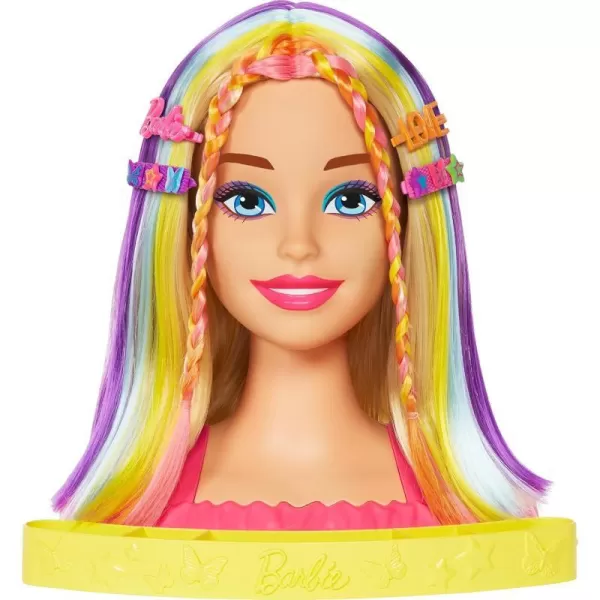 Barbie Totally Hair Styling Doll Head amp 20 Accessories Color Reveal amp ColorChange Pieces Straight Blonde Neon Rainbow HairBlonde