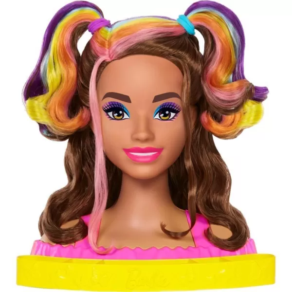 Barbie Totally Hair Styling Doll Head amp 20 Accessories Color Reveal amp ColorChange Pieces Straight Blonde Neon Rainbow HairBrown