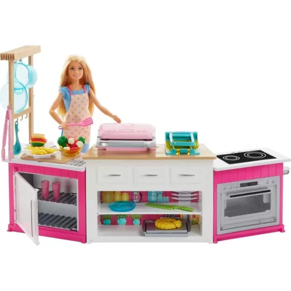 Barbie Ultimate Kitchen Doll amp Playset with Lights amp Sounds Food Molds 5 Dough Colors amp 20 Accessories Blonde Chef Doll Amazon ExclusivePinkFrustration Free