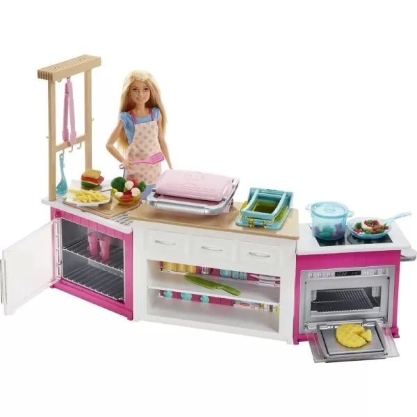 Barbie Ultimate Kitchen Doll amp Playset with Lights amp Sounds Food Molds 5 Dough Colors amp 20 Accessories Blonde Chef Doll Amazon ExclusivePinkStandard