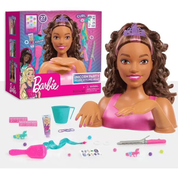 Barbie Unicorn Party 26piece Deluxe Styling Head Brown Hair Pretend Play Kids Toys for Ages 5 Up Amazon ExclusiveBarbie Unicorn Party 26piece Deluxe Styling Head Brown Hair Pretend Play Kids Toys for Ages 5 Up Amazon Exclusive