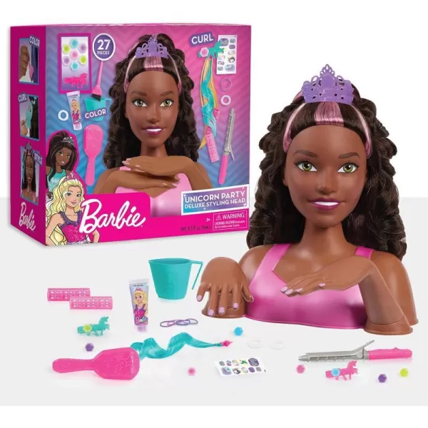 Barbie Unicorn Party 26piece Deluxe Styling Head Dark Brown Hair Pretend Play Kids Toys for Ages 5 Up Amazon ExclusiveBarbie Unicorn Party 26piece Deluxe Styling Head Dark Brown Hair Pretend Play Kids Toys for Ages 5 Up Amazon Exclusive