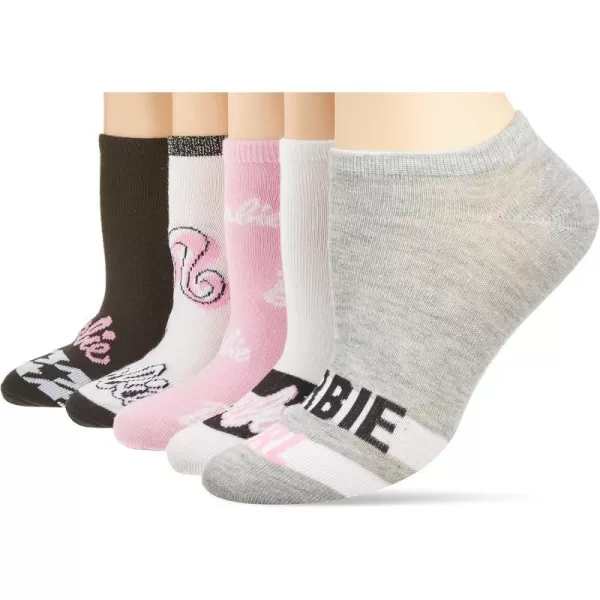 Barbie Womens 5 Pack No Show SocksBlack Assorted