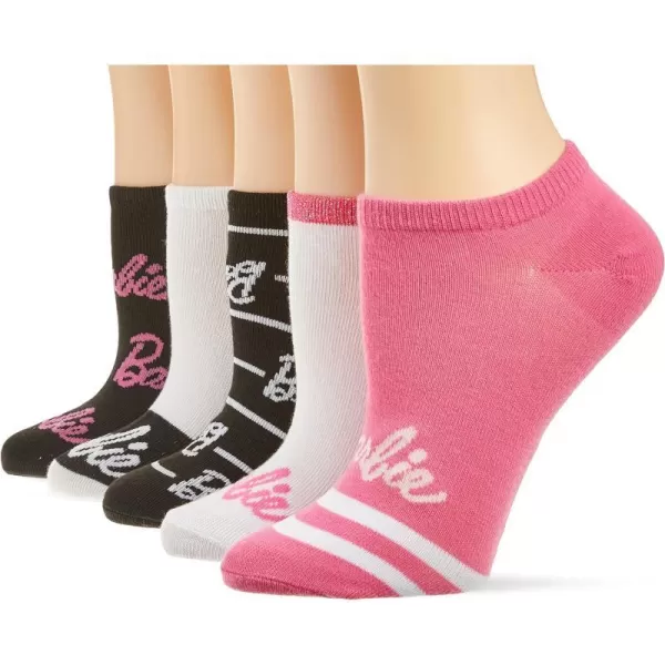 Barbie Womens 5 Pack No Show SocksWhite Assorted