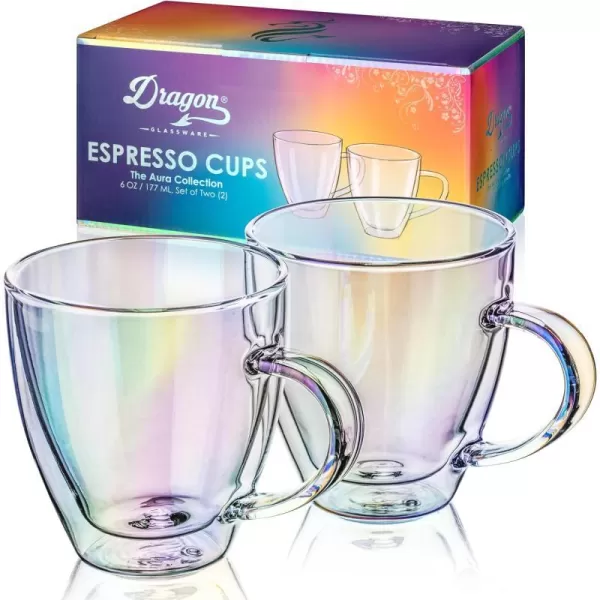 Dragon Glassware x Barbie Espresso Cups Barbie Dreamhouse Collection Pink and Magenta Glasses Double Wall Insulated Coffee Cups Keeps Beverages Hot or Cold Longer 6 oz Capacity Set of 22 Count Pack of 1 Iridescent