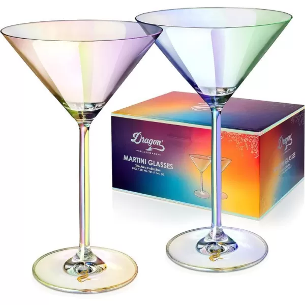 Dragon Glassware x Barbie Martini Glasses Pink and Magenta Crystal Glass As Seen in Barbie The Movie Large Cosmopolitan and Cocktail Barware 8 oz Capacity Set of 22 Count Pack of 1 Iridescent