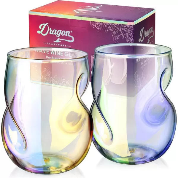 Dragon Glassware x Barbie Stemless Wine Glasses Pink and Magenta Glass with Finger Indentations Naturally Aerates Wine Unique Gift for Wine Lovers 16 oz Capacity Set of 22 Count Pack of 1 Iridescent