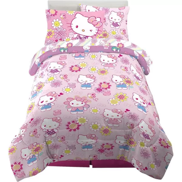 Franco Barbie Barbiecore Bedding Super Soft Comforter and Sheet Set with Sham 5 Piece Twin Size College Dorm Essentials Official Licensed ProductHello Kitty  Rainbow Garden 5 Piece Twin Size