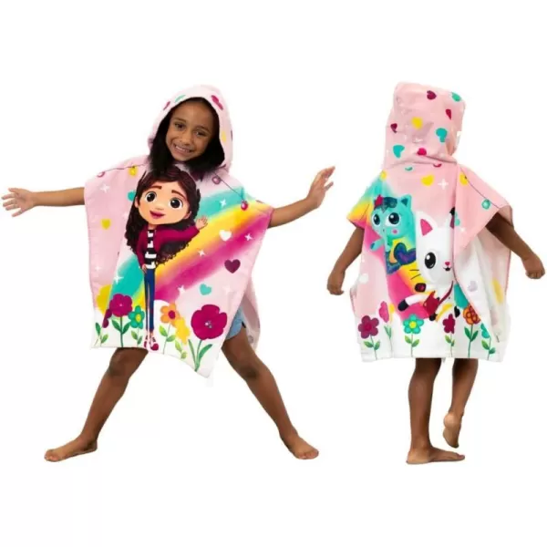 Franco Barbie Kids BeachPoolBathCamping Hooded Towel Poncho 24 X 22 Absorbent Cotton Cover up 100 Official Licensed Barbie Product LargeGabbys Dollhouse Large