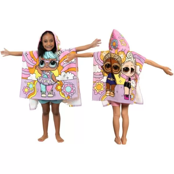 Franco Barbie Kids BeachPoolBathCamping Hooded Towel Poncho 24 X 22 Absorbent Cotton Cover up 100 Official Licensed Barbie Product LargeLol Surprise Large