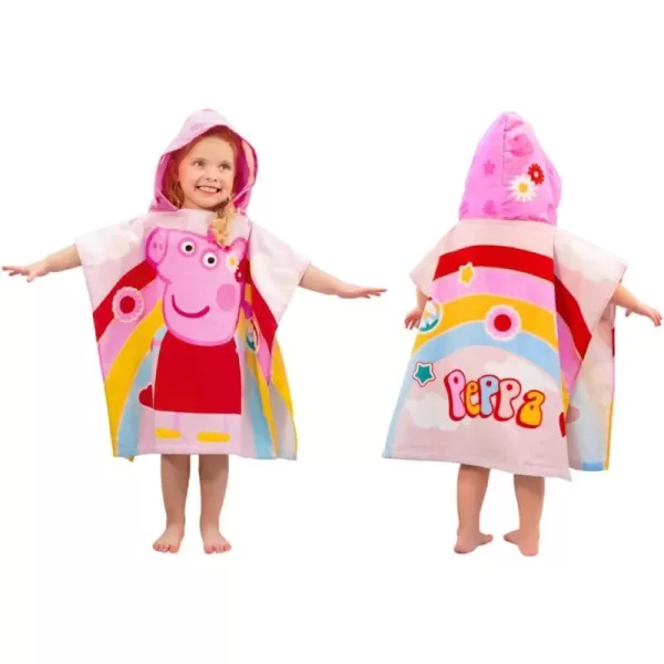 Franco Barbie Kids BeachPoolBathCamping Hooded Towel Poncho 24 X 22 Absorbent Cotton Cover up 100 Official Licensed Barbie Product LargePeppa Pig Large