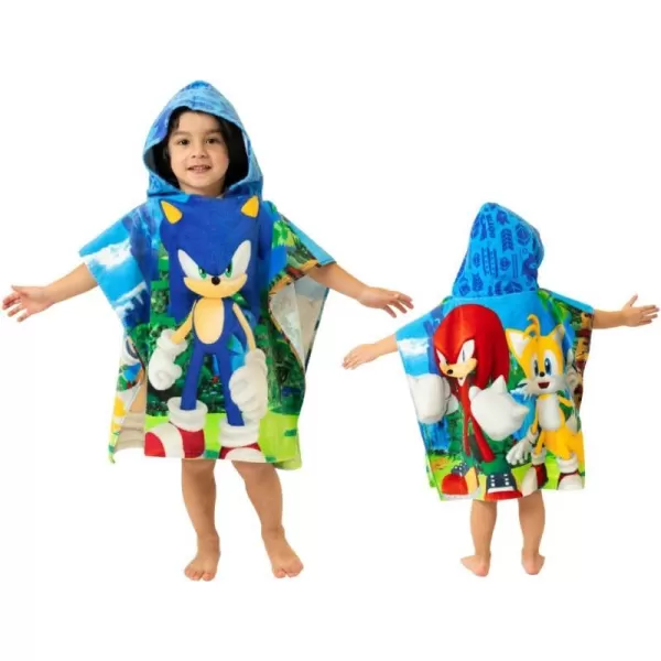 Franco Barbie Kids BeachPoolBathCamping Hooded Towel Poncho 24 X 22 Absorbent Cotton Cover up 100 Official Licensed Barbie Product LargeSonic Large