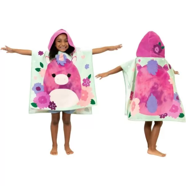 Franco Barbie Kids BeachPoolBathCamping Hooded Towel Poncho 24 X 22 Absorbent Cotton Cover up 100 Official Licensed Barbie Product LargeSquishmallows Large