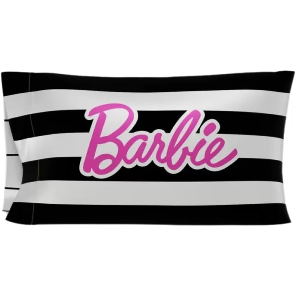 Franco Collectibles Barbie Movie Black amp White Striped Beauty Silky Satin Standard Pillowcase Cover 20x30 for Hair and Skin Official Licensed ProductBarbie Standard