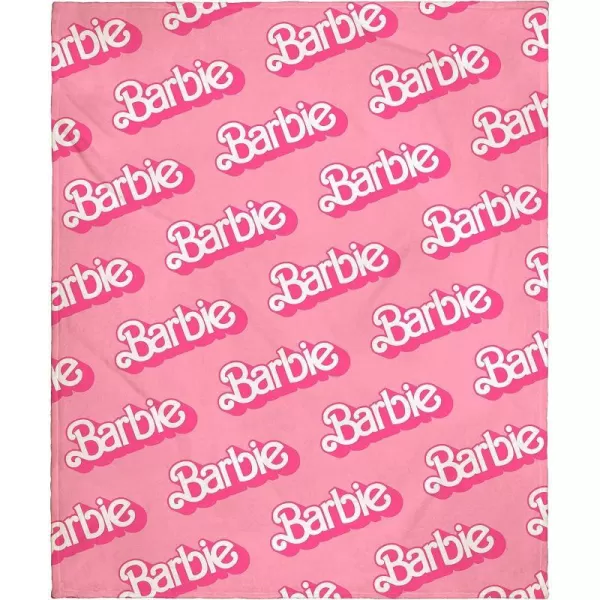 INTIMO Mattel Barbie Logo On Repeat Soft Cuddly Plush Fleece Throw Blanket Wall ScrollINTIMO Mattel Barbie Logo On Repeat Soft Cuddly Plush Fleece Throw Blanket Wall Scroll