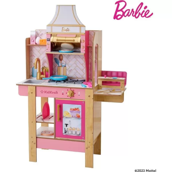 KidKraft Cook with Barbie Wooden Play Kitchen with Lights Sounds WaterReveal Food and 30 AccessoriesKidKraft Cook with Barbie Wooden Play Kitchen with Lights Sounds WaterReveal Food and 30 Accessories