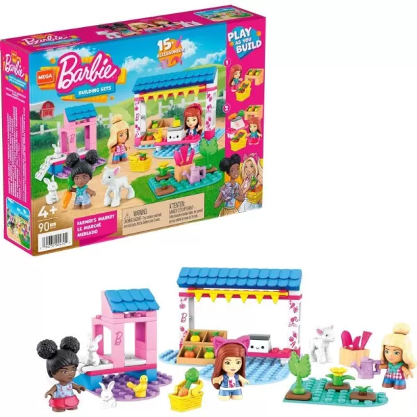 Mega Barbie Toy Building Set Farmers Market with 3 Barbie MicroDolls 4 Barbie Pets and Accessories Easy to Build Set for Ages 4 and UpBarbie Farmers Market