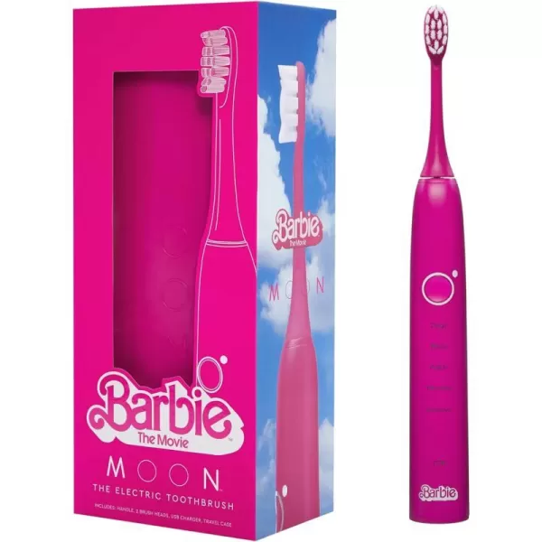 Moon Barbie The Movie x Pink Sonic Electric Toothbrush for Adults 5 Smart Modes to Clean Whiten Massage and Polish Teeth Rechargeable with Travel CasePink