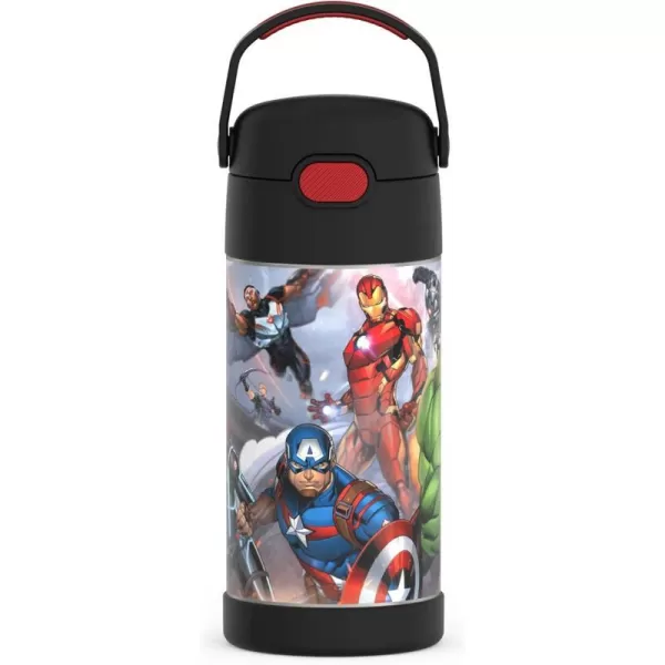 THERMOS FUNTAINER 12 Ounce Stainless Steel Vacuum Insulated Kids Straw Bottle BarbieAvengers 12 Ounce Licensed Characters