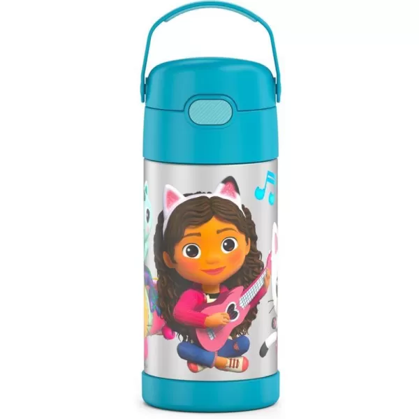 THERMOS FUNTAINER 12 Ounce Stainless Steel Vacuum Insulated Kids Straw Bottle BarbieGabbys Dollhouse 12 Ounce Licensed Characters