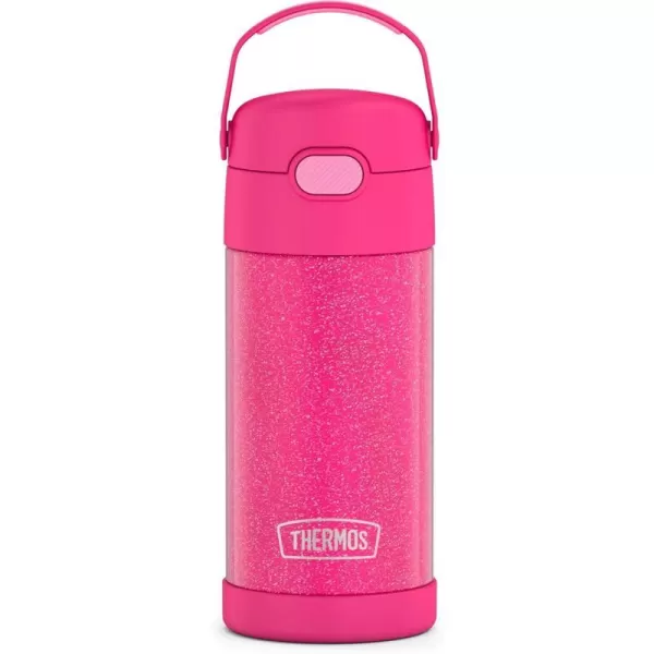 THERMOS FUNTAINER 12 Ounce Stainless Steel Vacuum Insulated Kids Straw Bottle BarbiePink Gitter 12 Ounce Solid Color