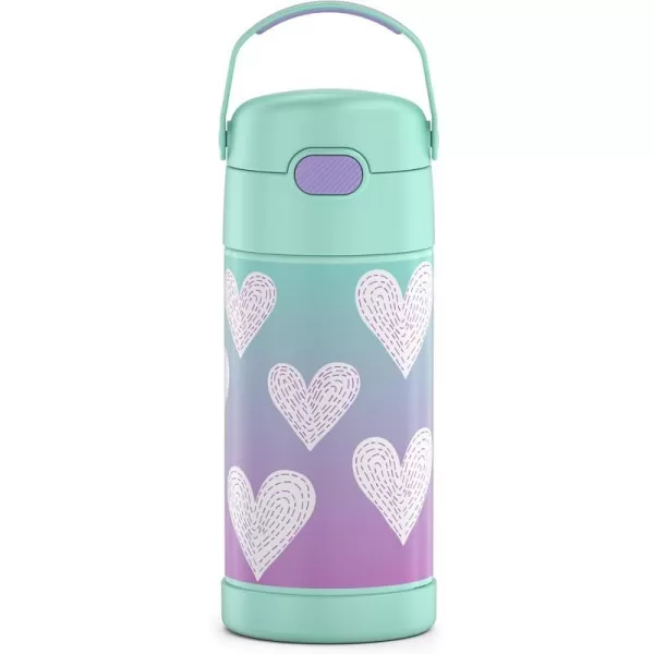 THERMOS FUNTAINER 12 Ounce Stainless Steel Vacuum Insulated Kids Straw Bottle BarbiePurple Hearts 12 Ounce Decorated