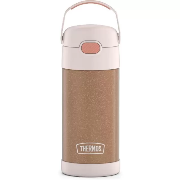 THERMOS FUNTAINER 12 Ounce Stainless Steel Vacuum Insulated Kids Straw Bottle BarbieRose Gold 12 Ounce Solid Color