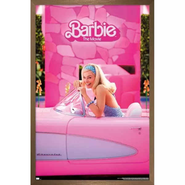 Trends International Mattel Barbie The Movie  Barbie Car Wall Poster 22375 x 34 Unframed Version1472 x 2237 Bronze Framed Version