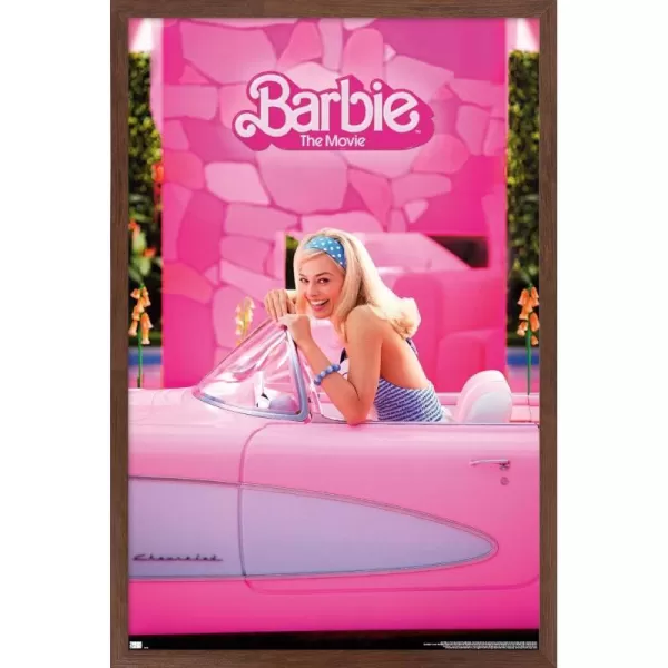 Trends International Mattel Barbie The Movie  Barbie Car Wall Poster 22375 x 34 Unframed Version1472 x 2237 Mahogany Framed Version